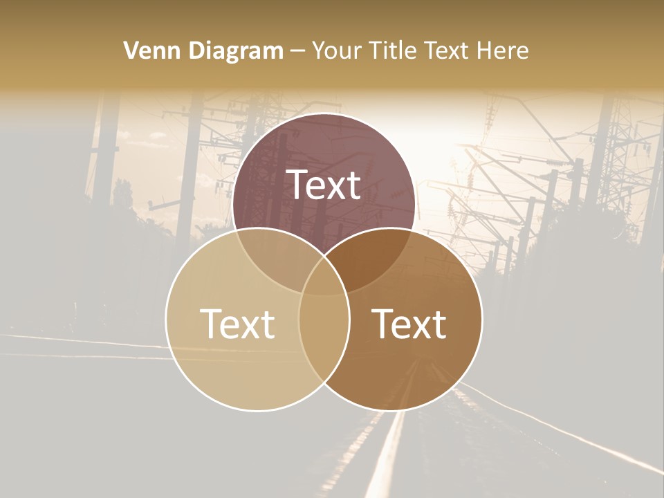 Railroad Track Dusk PowerPoint Template