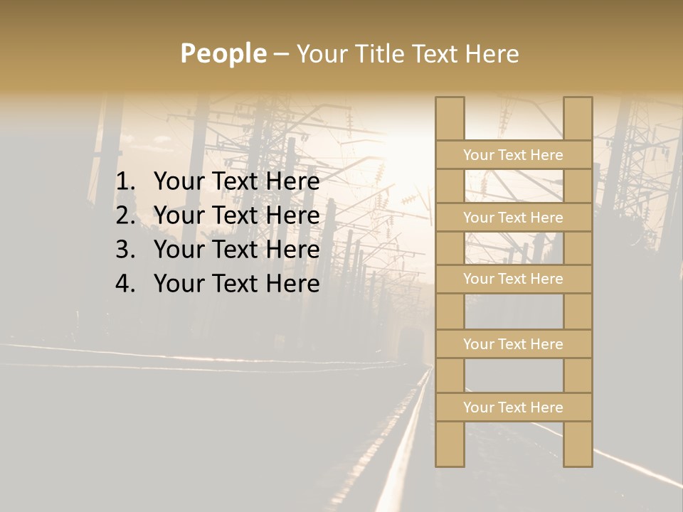 Railroad Track Dusk PowerPoint Template