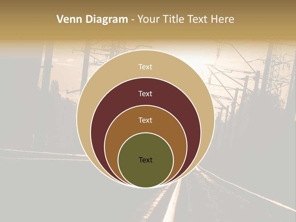 Railroad Track Dusk PowerPoint Template