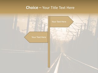 Railroad Track Dusk PowerPoint Template