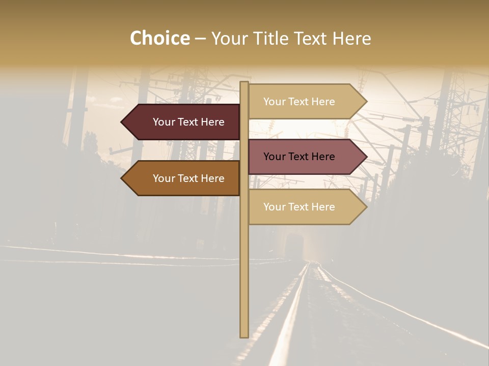 Railroad Track Dusk PowerPoint Template