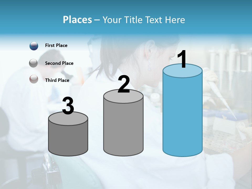 A Woman In White Lab Coat Working On A Machine PowerPoint Template
