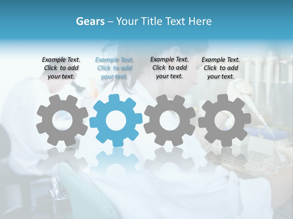 A Woman In White Lab Coat Working On A Machine PowerPoint Template