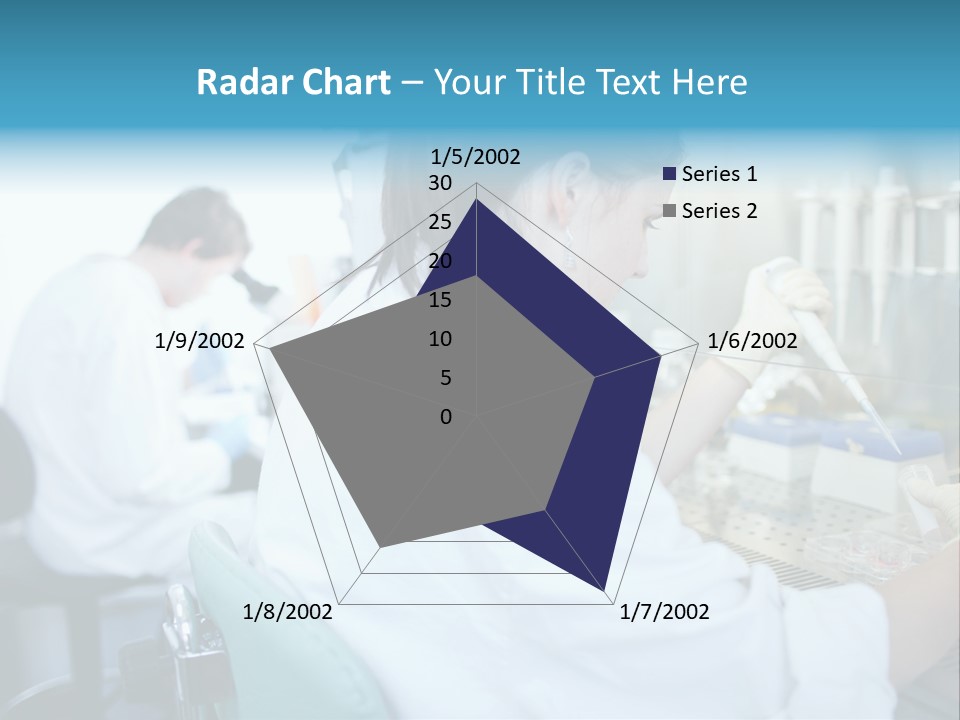 A Woman In White Lab Coat Working On A Machine PowerPoint Template
