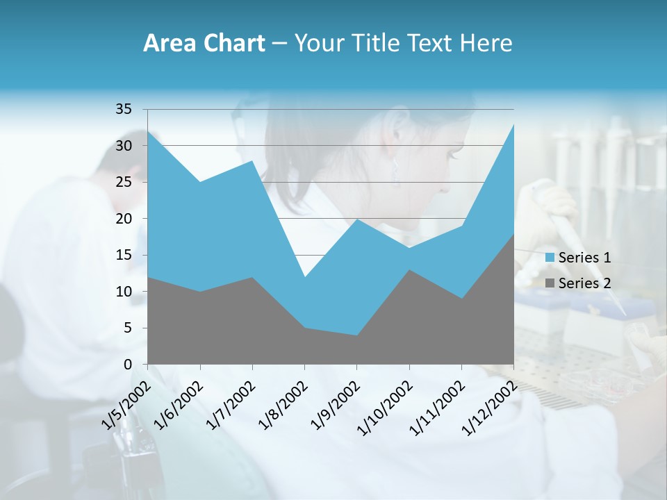 A Woman In White Lab Coat Working On A Machine PowerPoint Template