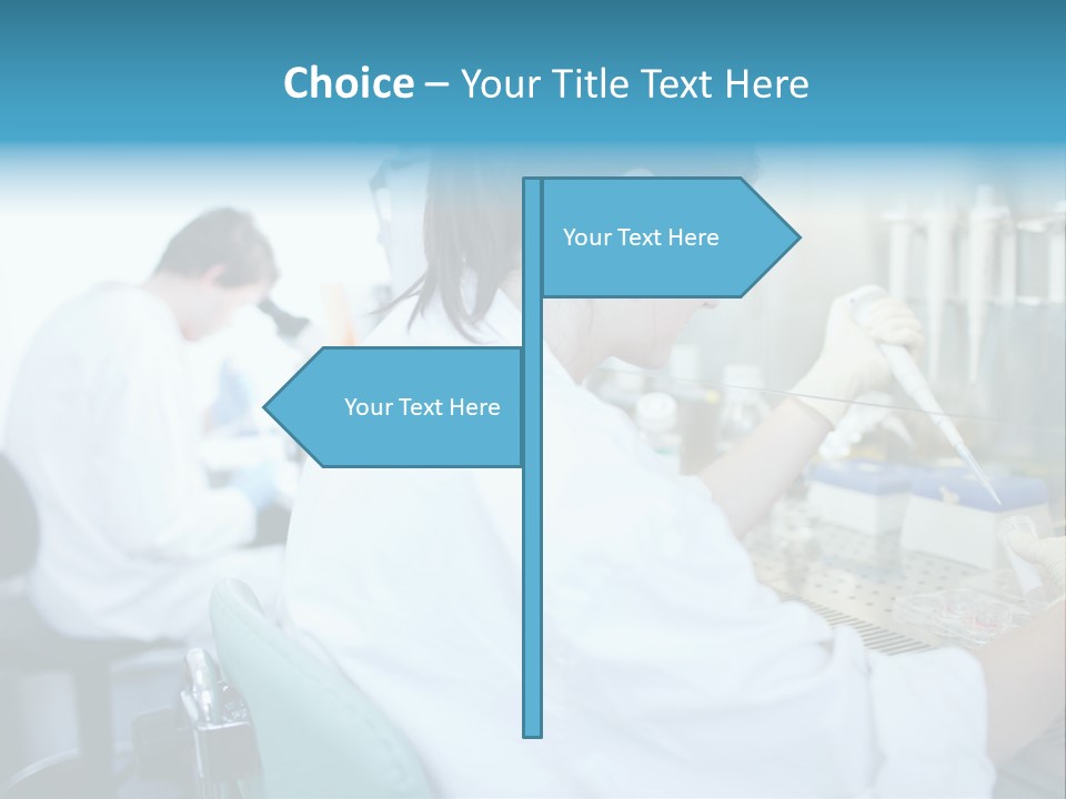 A Woman In White Lab Coat Working On A Machine PowerPoint Template