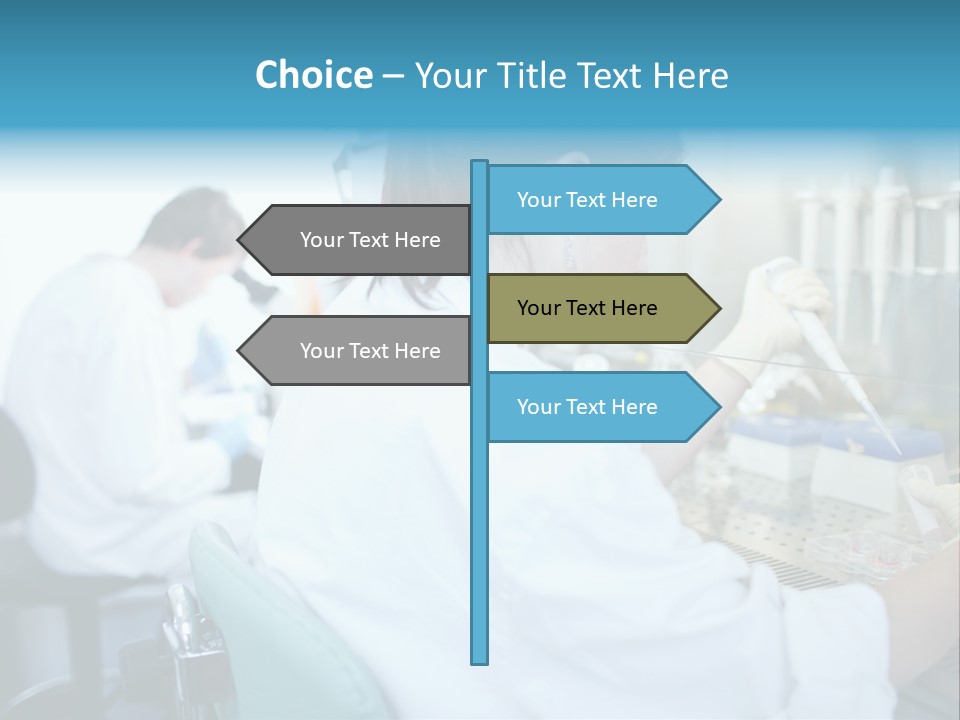 A Woman In White Lab Coat Working On A Machine PowerPoint Template
