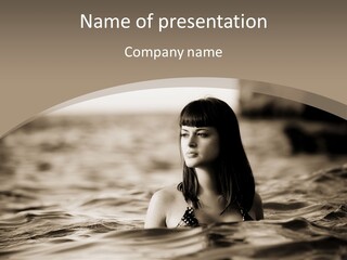 A Woman In The Water With Her Eyes Closed PowerPoint Template