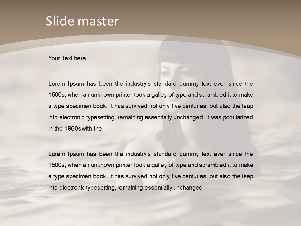 A Woman In The Water With Her Eyes Closed PowerPoint Template