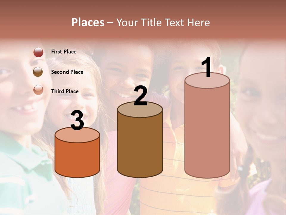 A Group Of Young Children Standing Next To Each Other PowerPoint Template