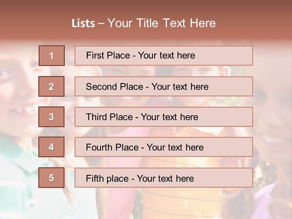 A Group Of Young Children Standing Next To Each Other PowerPoint Template