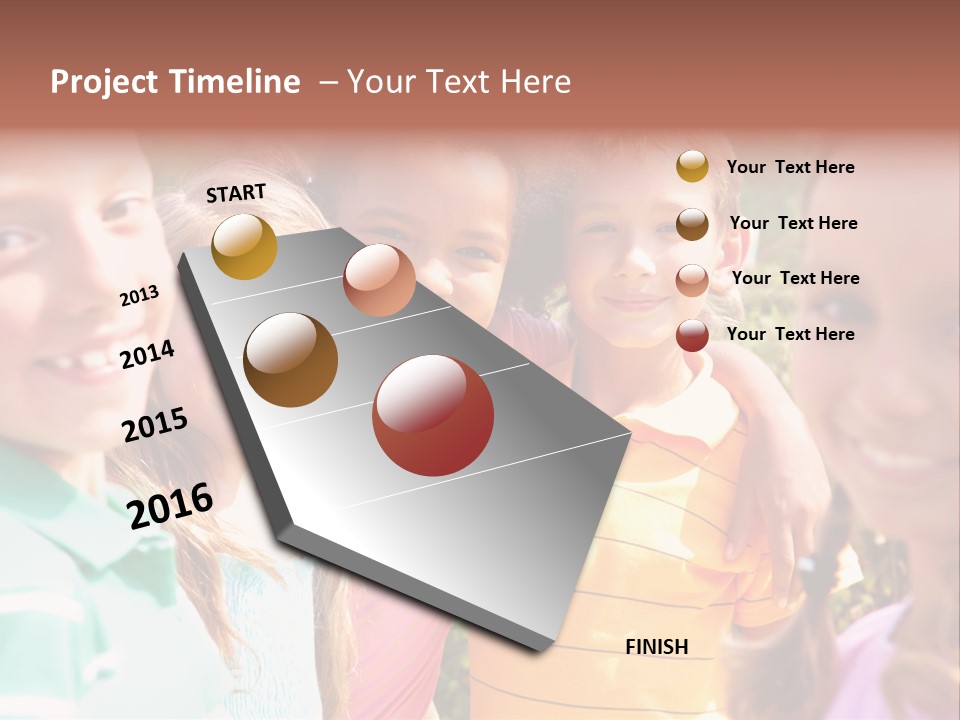 A Group Of Young Children Standing Next To Each Other PowerPoint Template