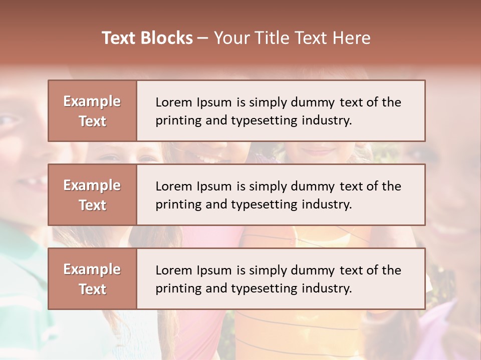 A Group Of Young Children Standing Next To Each Other PowerPoint Template