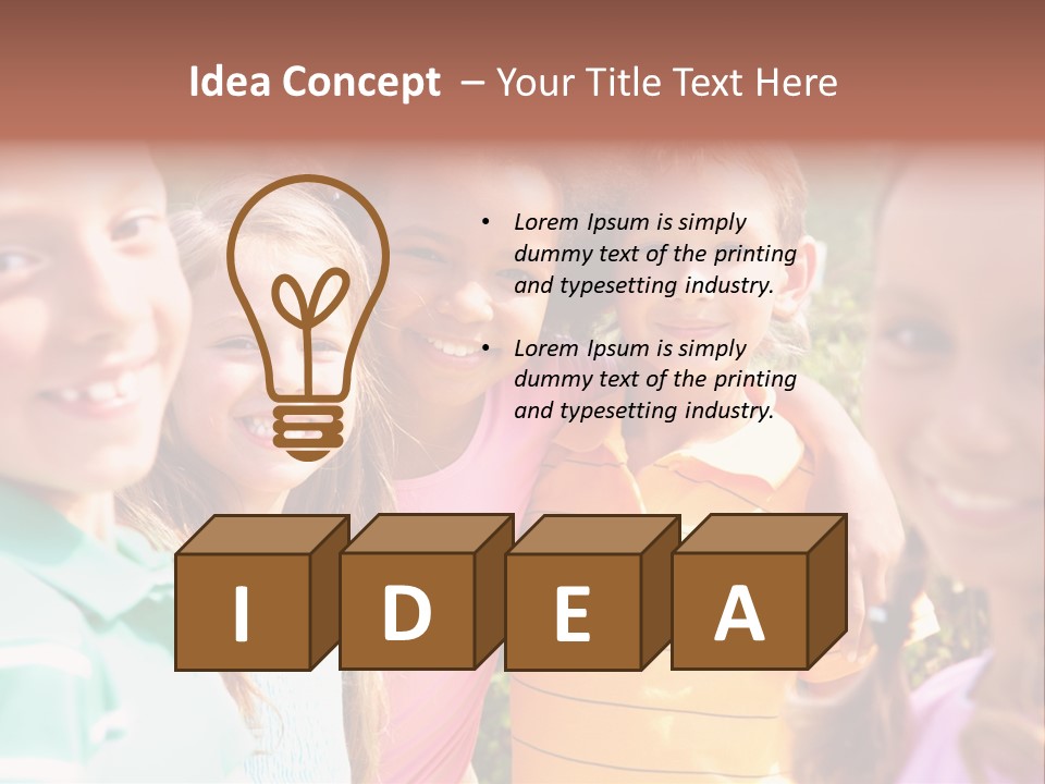 A Group Of Young Children Standing Next To Each Other PowerPoint Template