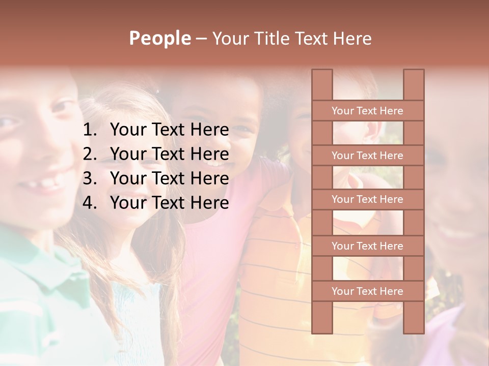 A Group Of Young Children Standing Next To Each Other PowerPoint Template