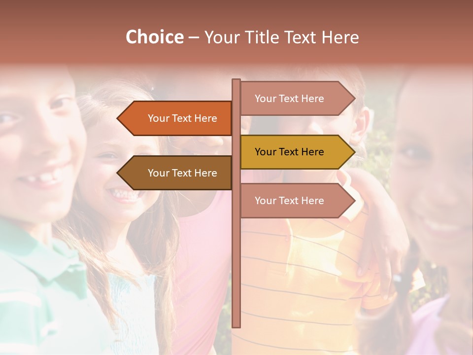 A Group Of Young Children Standing Next To Each Other PowerPoint Template