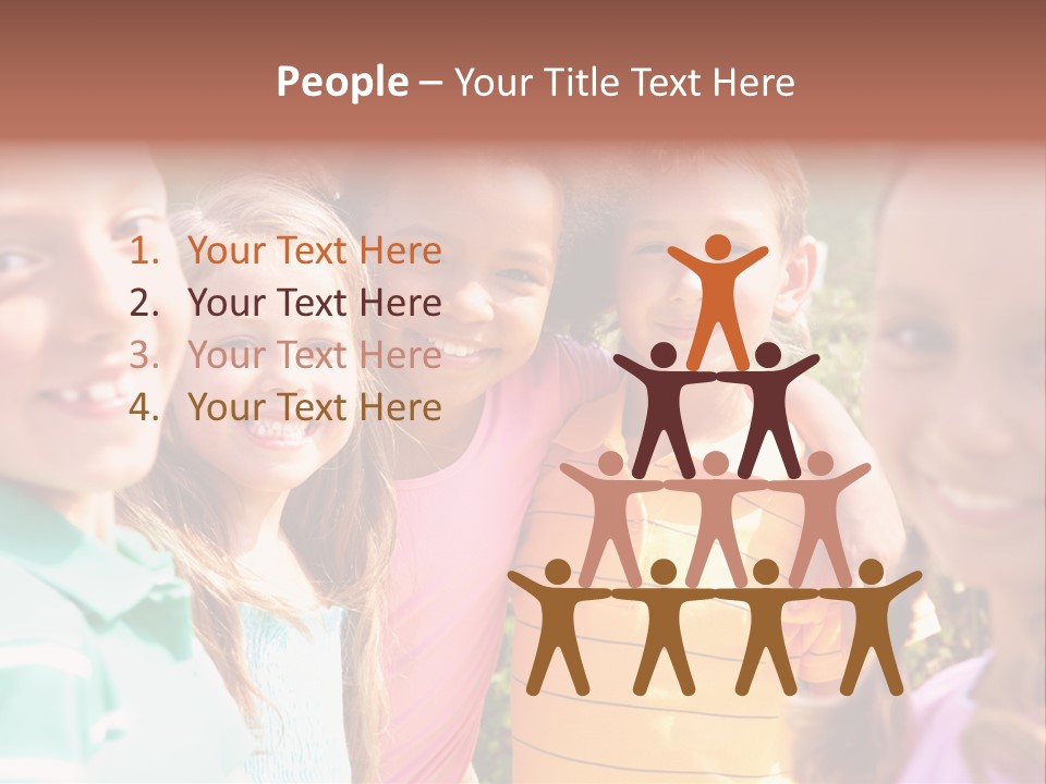 A Group Of Young Children Standing Next To Each Other PowerPoint Template