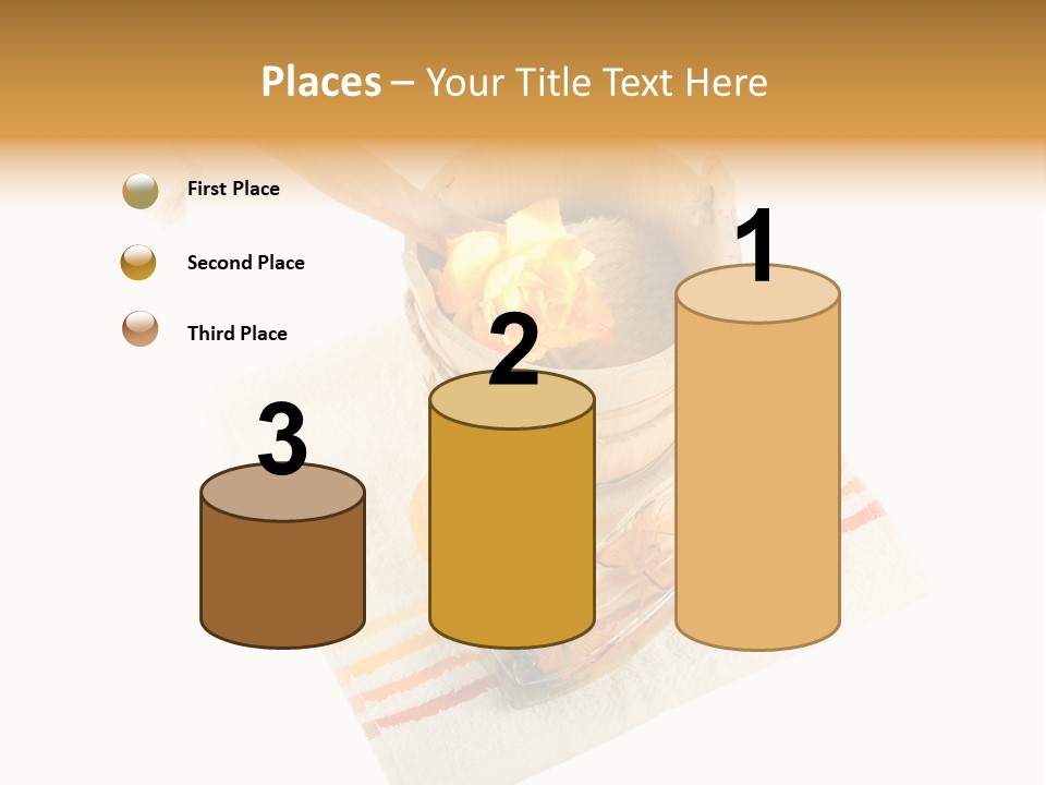 A Yellow Rose In A Wooden Bucket On A White Background PowerPoint Template