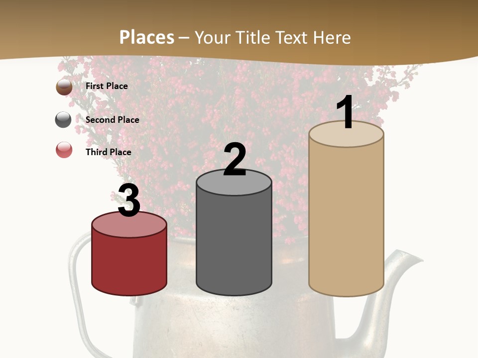 A Metal Watering Can With Flowers In It PowerPoint Template