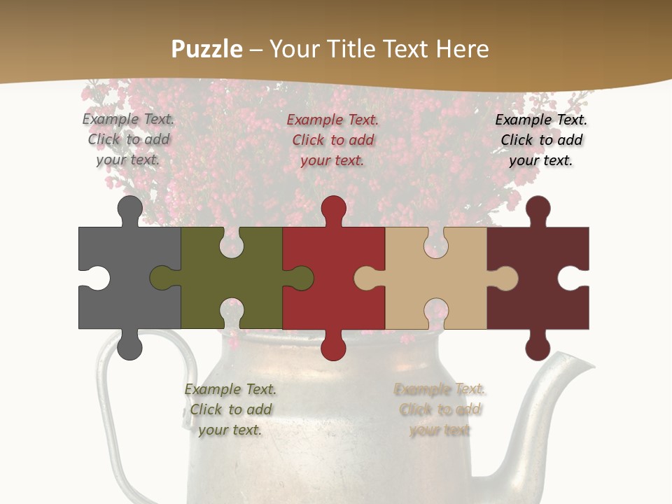 A Metal Watering Can With Flowers In It PowerPoint Template