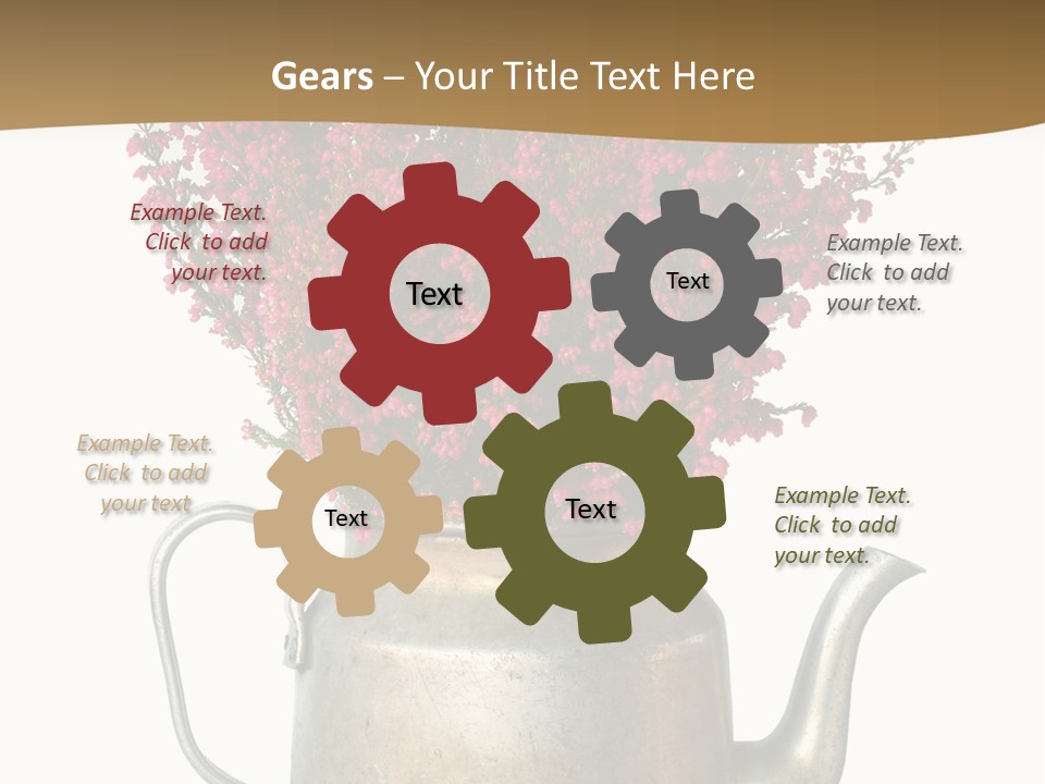 A Metal Watering Can With Flowers In It PowerPoint Template