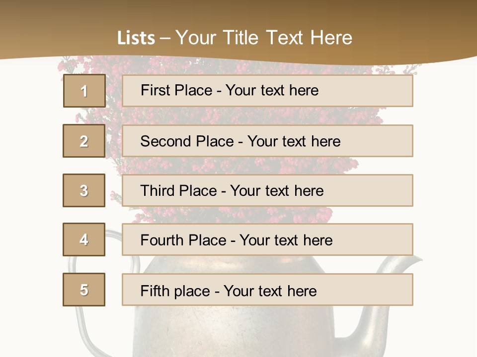 A Metal Watering Can With Flowers In It PowerPoint Template