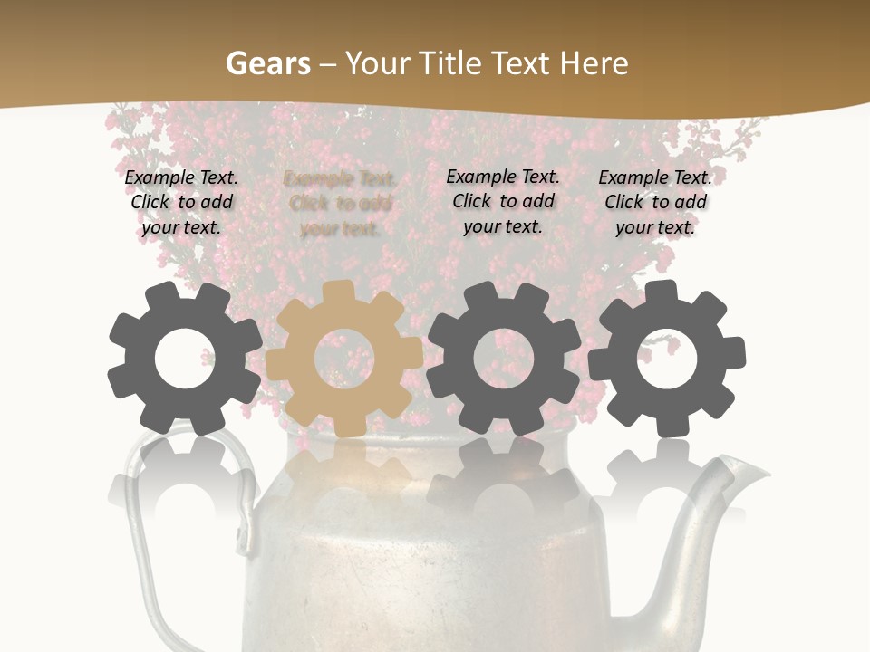 A Metal Watering Can With Flowers In It PowerPoint Template