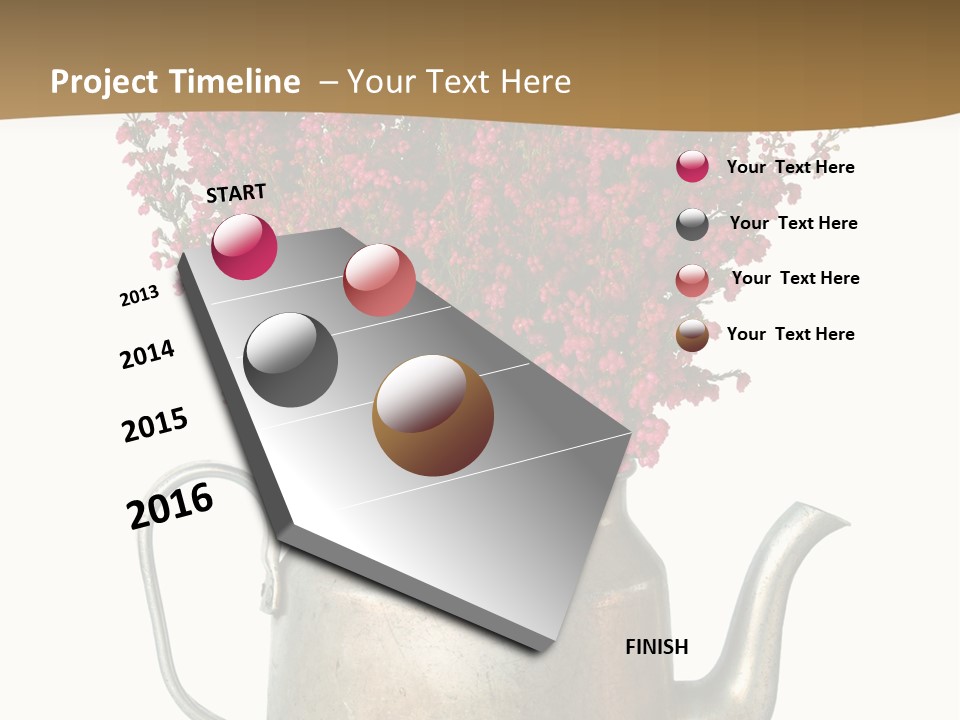 A Metal Watering Can With Flowers In It PowerPoint Template