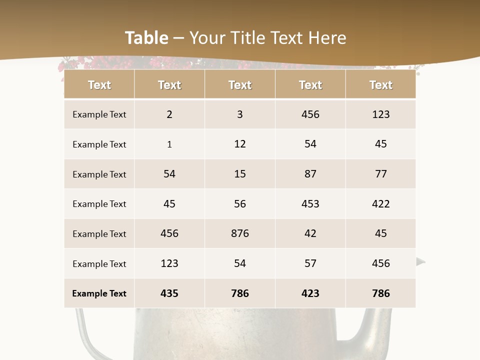 A Metal Watering Can With Flowers In It PowerPoint Template