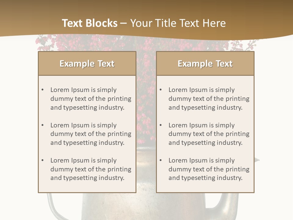 A Metal Watering Can With Flowers In It PowerPoint Template