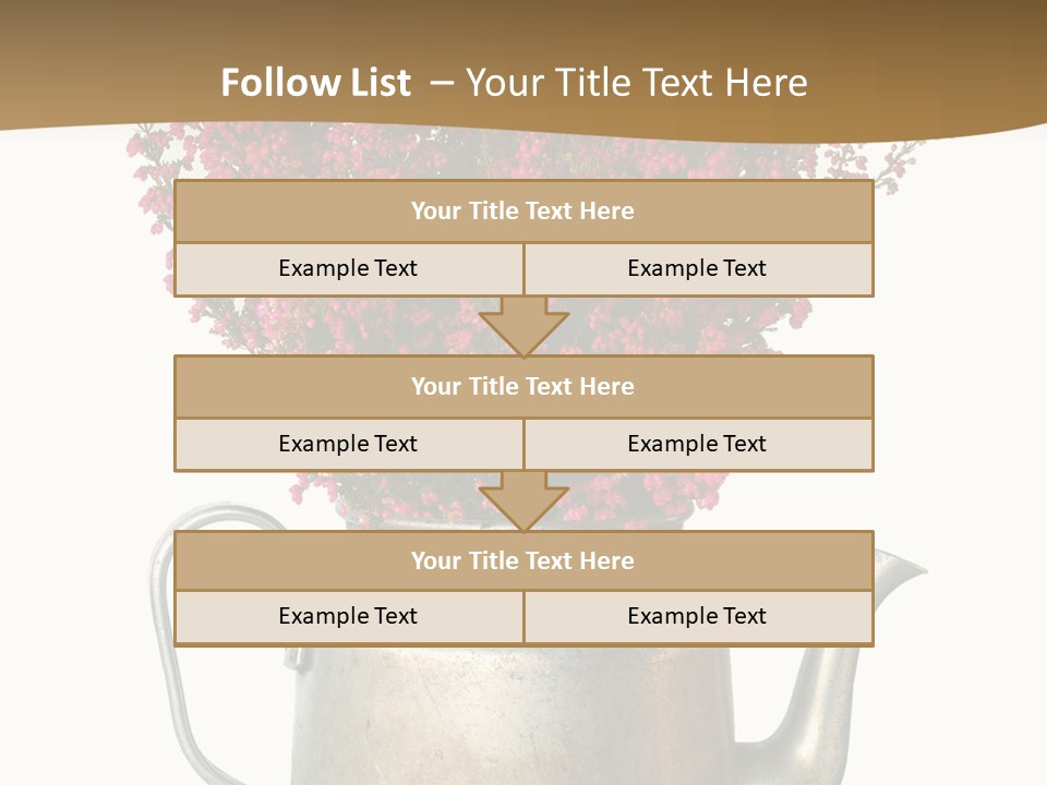 A Metal Watering Can With Flowers In It PowerPoint Template
