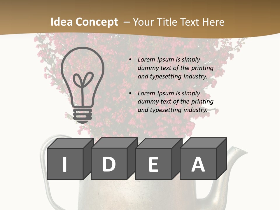 A Metal Watering Can With Flowers In It PowerPoint Template