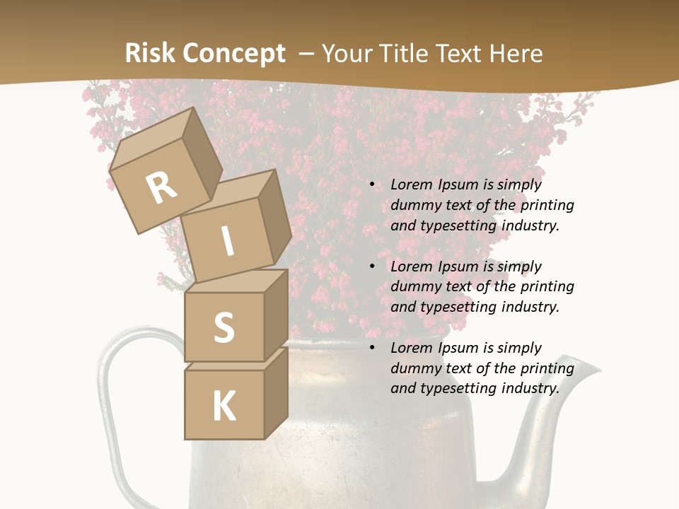 A Metal Watering Can With Flowers In It PowerPoint Template