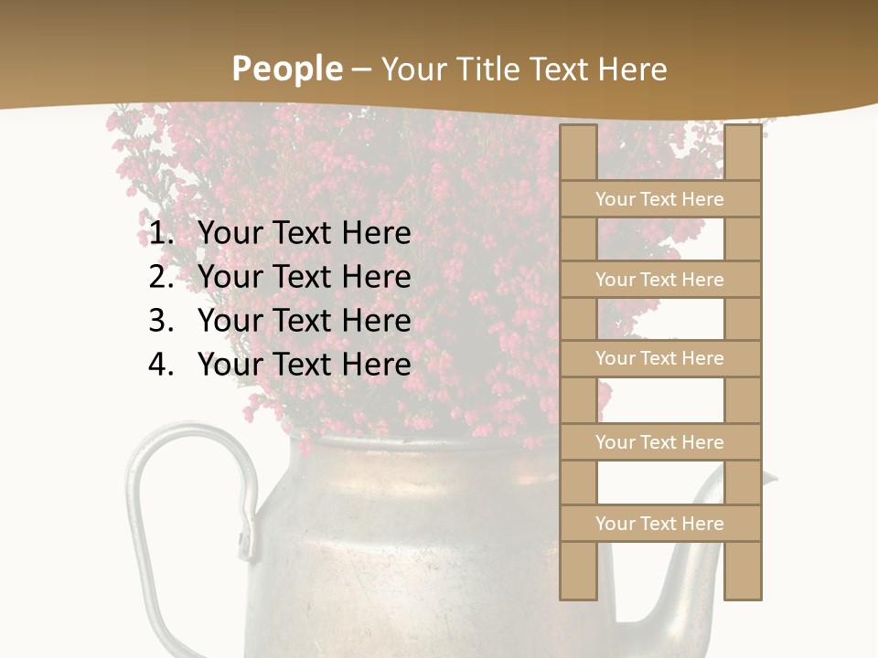 A Metal Watering Can With Flowers In It PowerPoint Template