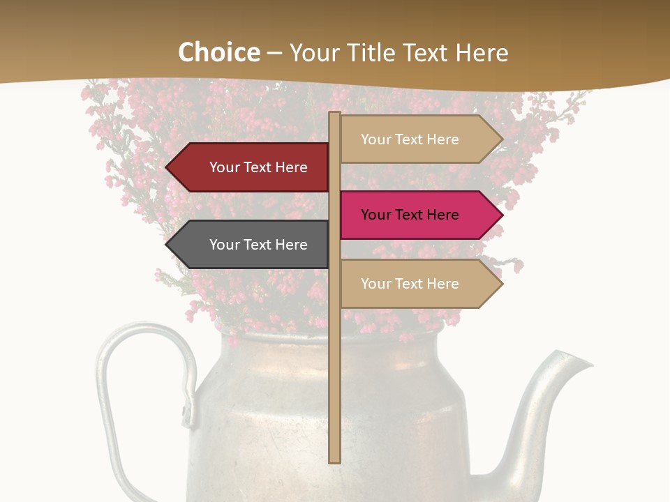 A Metal Watering Can With Flowers In It PowerPoint Template