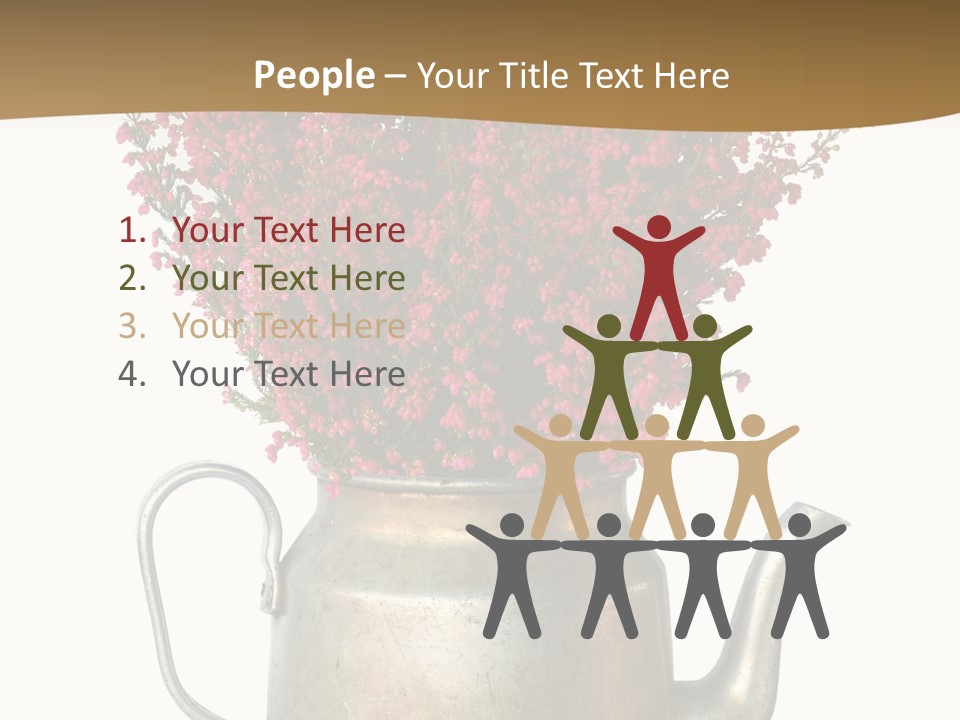 A Metal Watering Can With Flowers In It PowerPoint Template