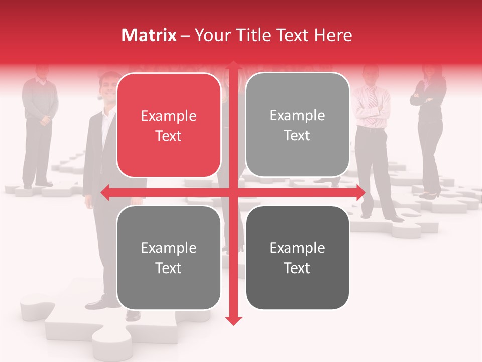 A Group Of Business People Standing In Front Of A Puzzle Piece PowerPoint Template