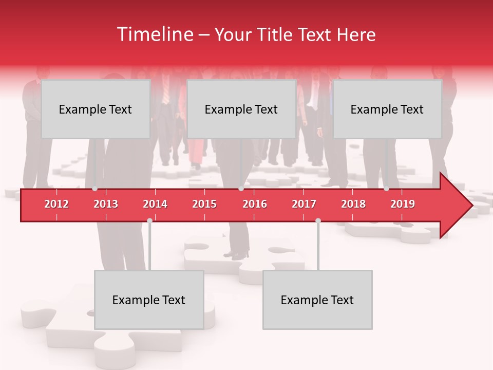 A Group Of Business People Standing In Front Of A Puzzle Piece PowerPoint Template