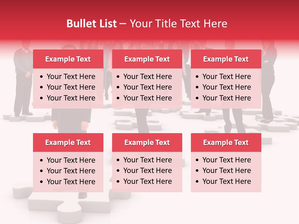 A Group Of Business People Standing In Front Of A Puzzle Piece PowerPoint Template