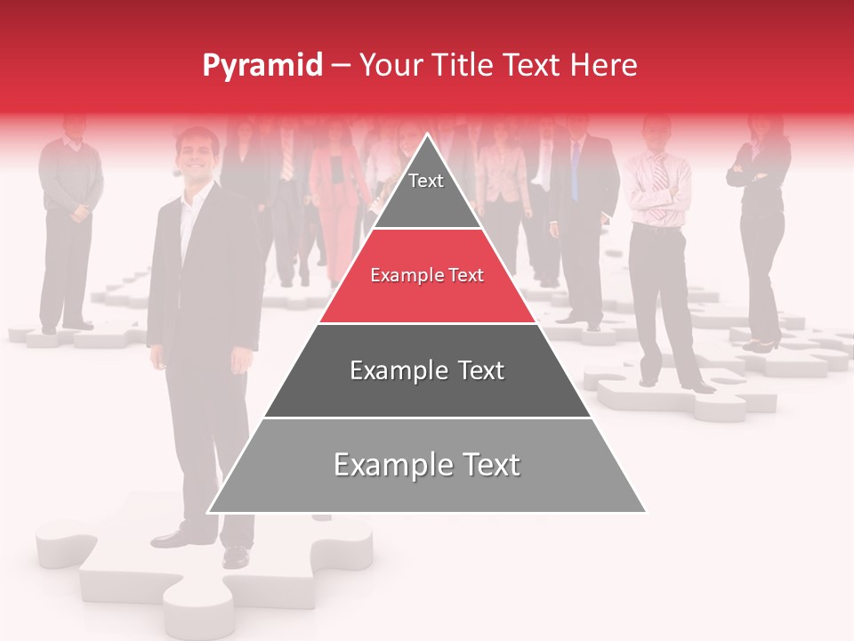 A Group Of Business People Standing In Front Of A Puzzle Piece PowerPoint Template