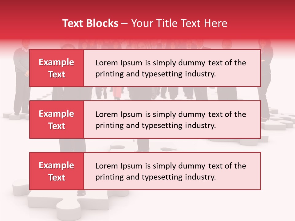 A Group Of Business People Standing In Front Of A Puzzle Piece PowerPoint Template