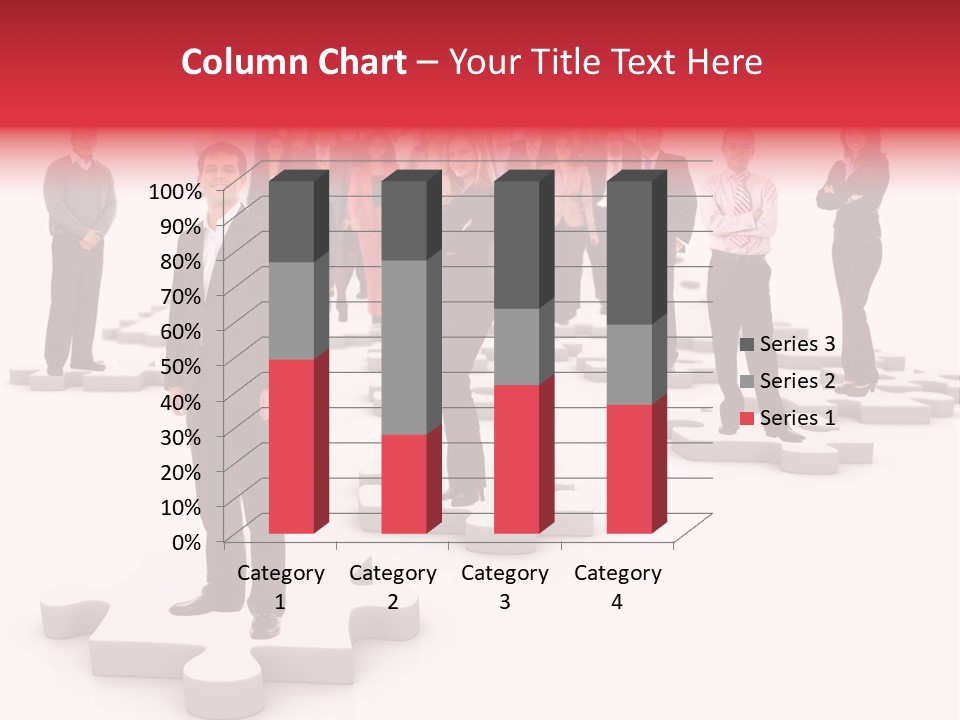 A Group Of Business People Standing In Front Of A Puzzle Piece PowerPoint Template