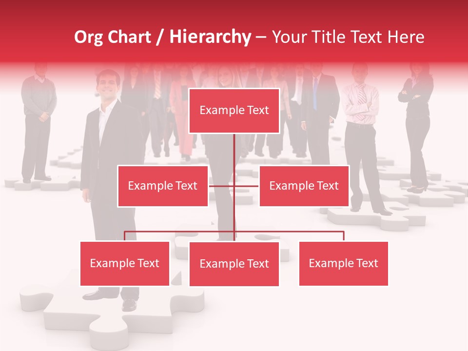 A Group Of Business People Standing In Front Of A Puzzle Piece PowerPoint Template