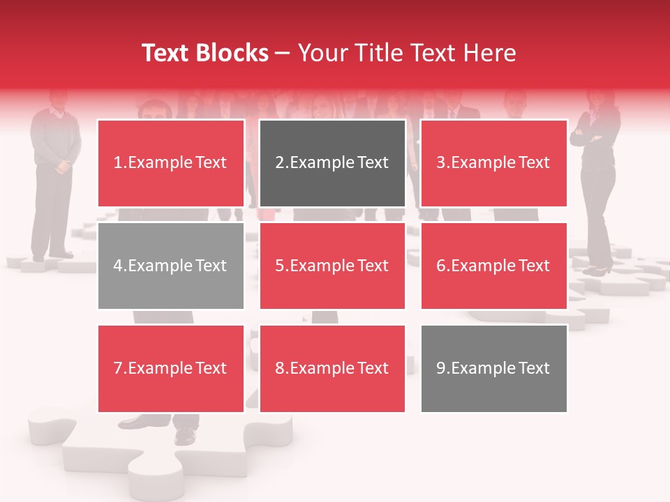 A Group Of Business People Standing In Front Of A Puzzle Piece PowerPoint Template