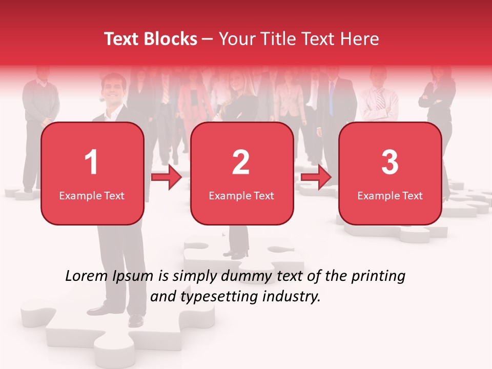 A Group Of Business People Standing In Front Of A Puzzle Piece PowerPoint Template