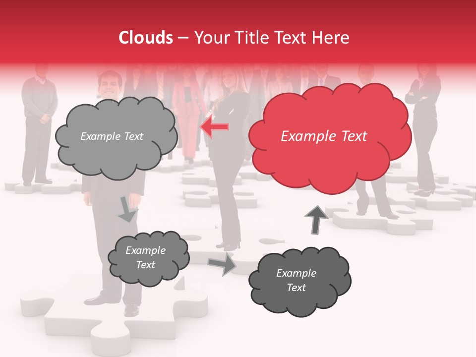 A Group Of Business People Standing In Front Of A Puzzle Piece PowerPoint Template