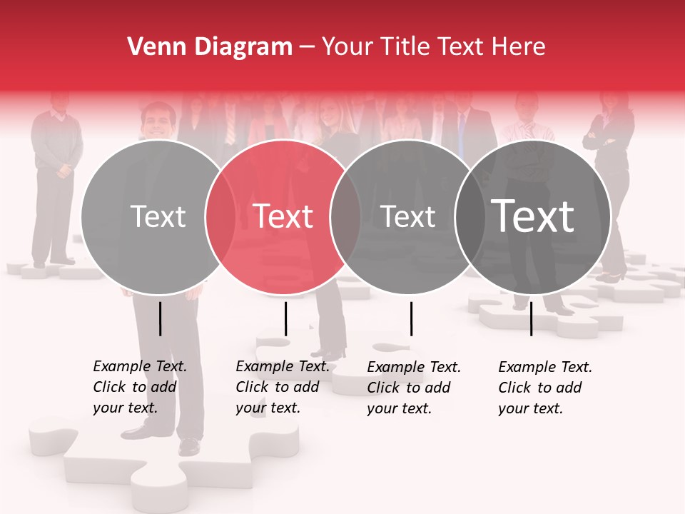 A Group Of Business People Standing In Front Of A Puzzle Piece PowerPoint Template