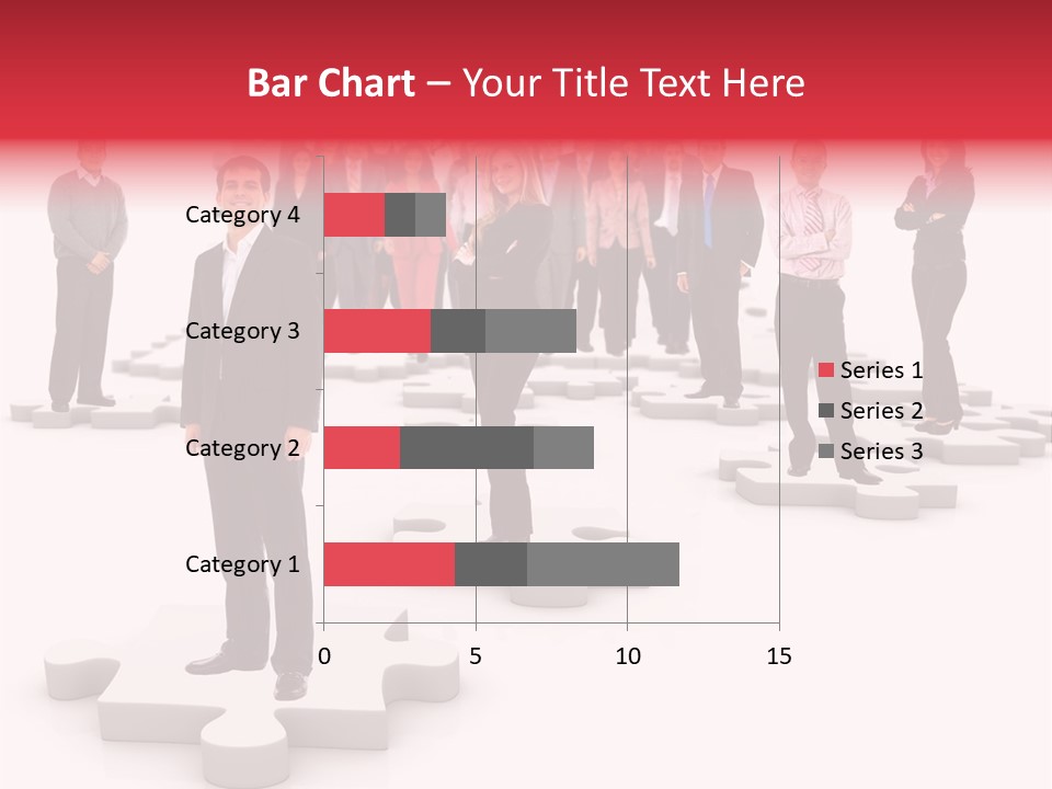 A Group Of Business People Standing In Front Of A Puzzle Piece PowerPoint Template