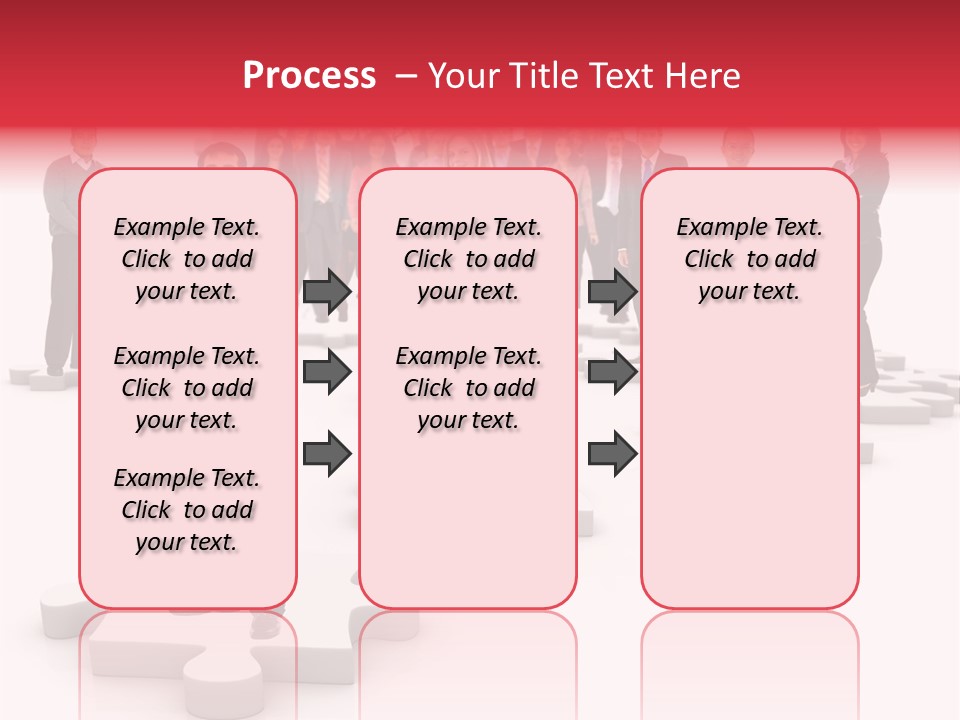 A Group Of Business People Standing In Front Of A Puzzle Piece PowerPoint Template