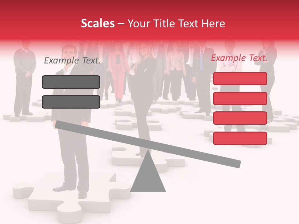 A Group Of Business People Standing In Front Of A Puzzle Piece PowerPoint Template